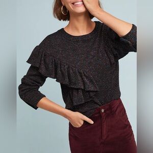 Eva Franco Black Sweater with Colorful Speckles, Anthropologie